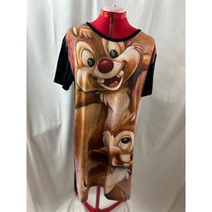UNIQUE Custom Chip Dale Tic Tac Disney dress XL Womens Cotton Black fitted tunic